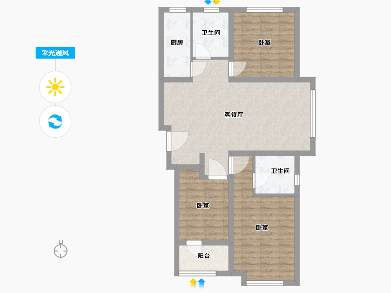 河北省-石家庄市-肯彤国际-83.81-户型库-采光通风