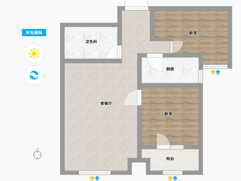 河北省-石家庄市-肯彤国际-70.06-户型库-采光通风