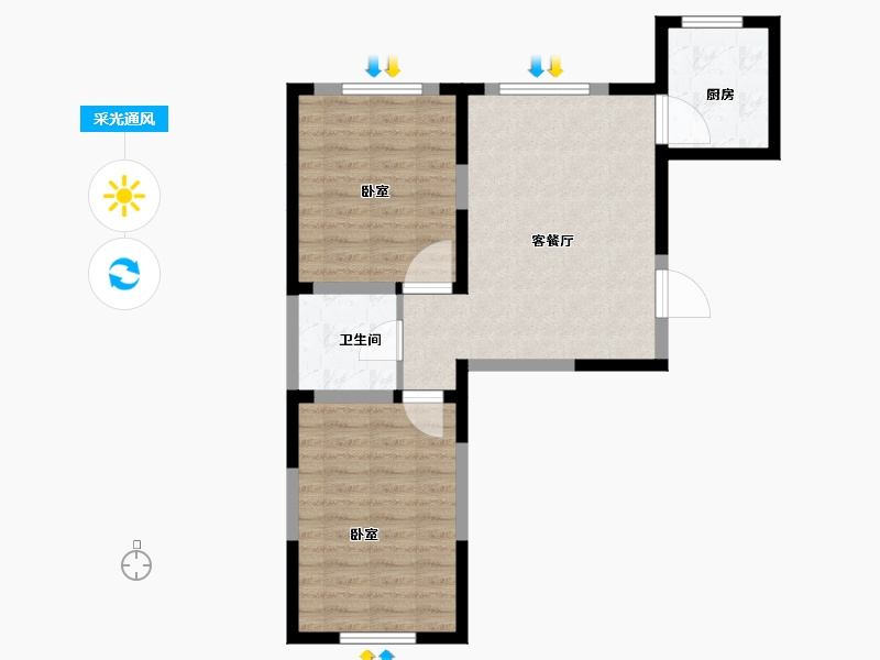 辽宁省-本溪市-博泰花园-65.00-户型库-采光通风