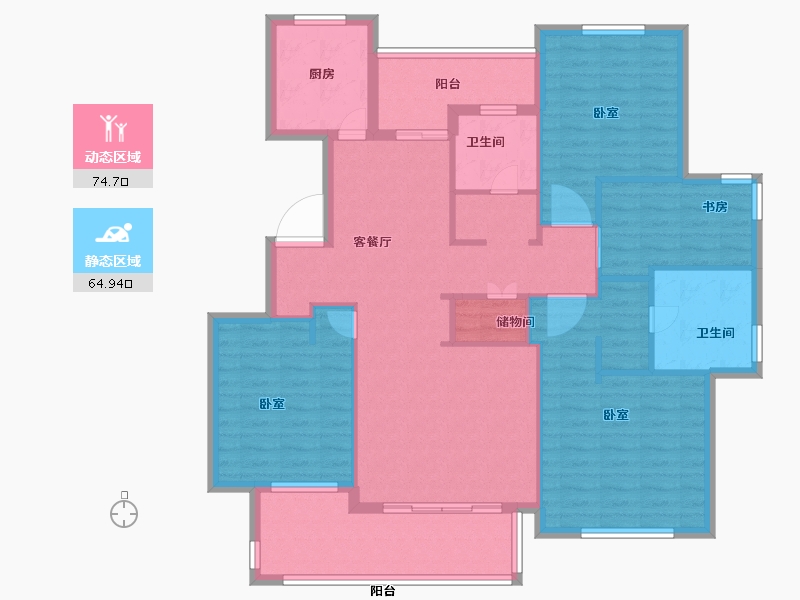 浙江省-宁波市-交通自在城-126.00-户型库-动静分区