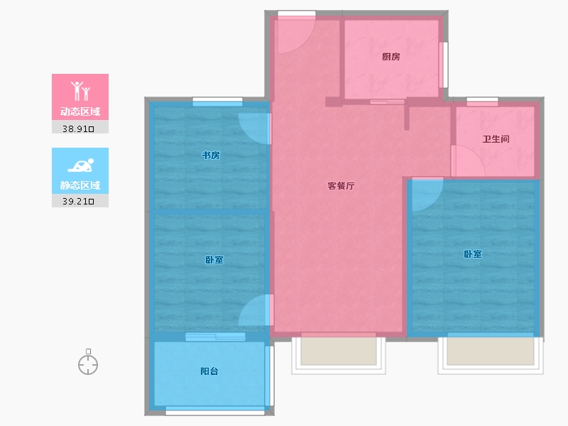 浙江省-宁波市-交通紫园-70.00-户型库-动静分区