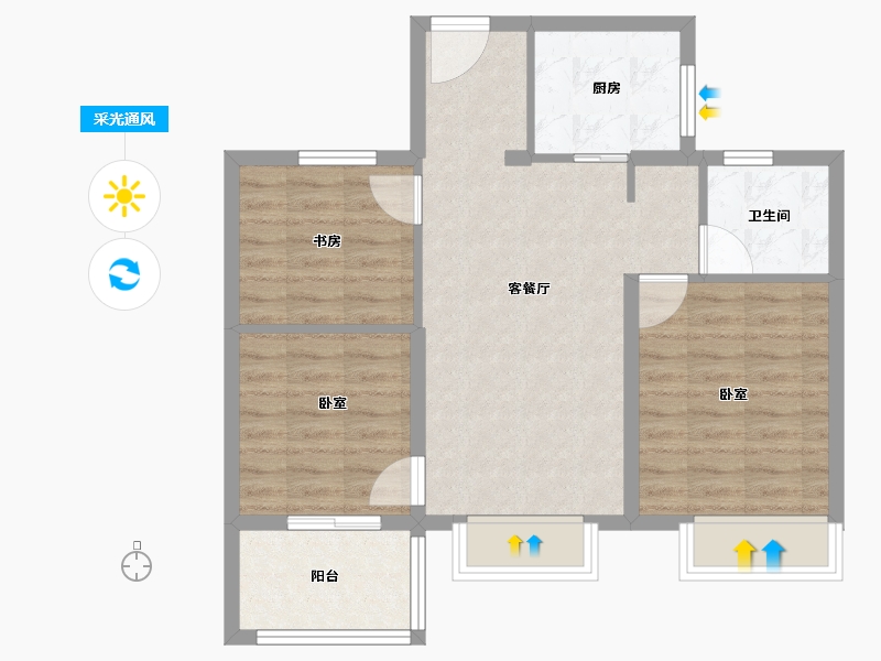 浙江省-宁波市-交通紫园-70.00-户型库-采光通风