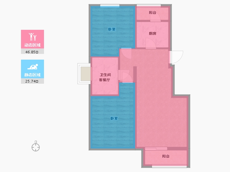 河北省-唐山市-橡树湾-64.30-户型库-动静分区