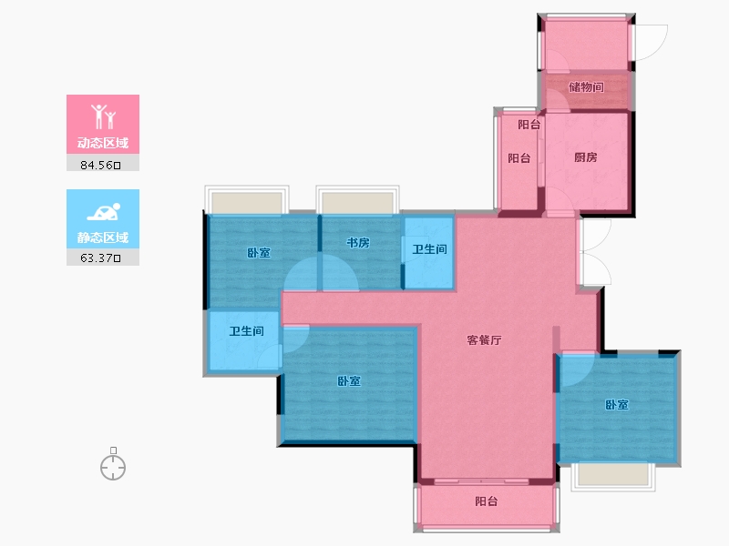 江西省-南昌市-巨成广场金山街-134.00-户型库-动静分区