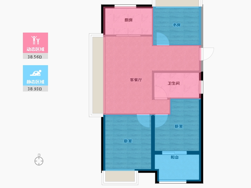 浙江省-宁波市-交通紫园-70.00-户型库-动静分区