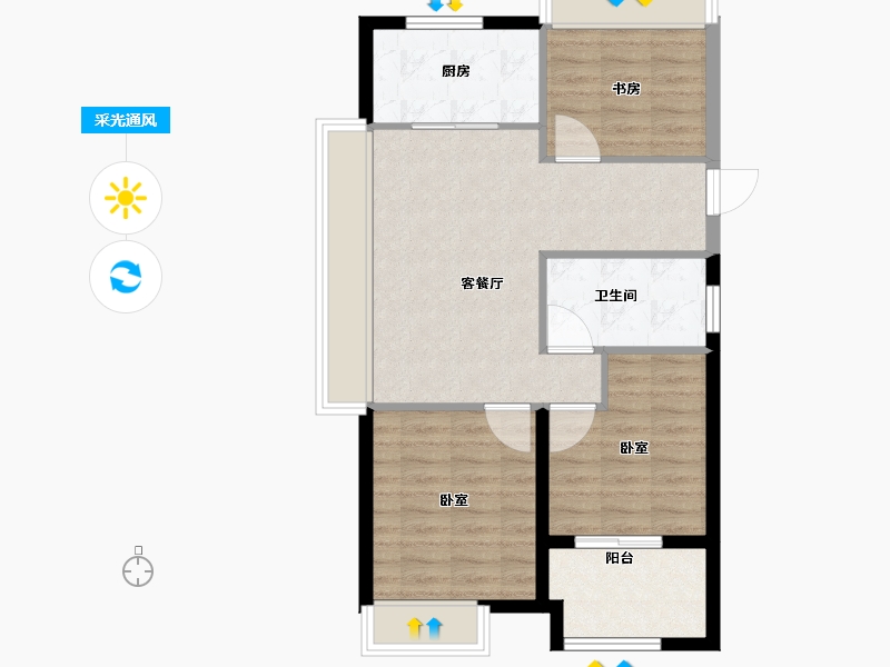 浙江省-宁波市-交通紫园-70.00-户型库-采光通风