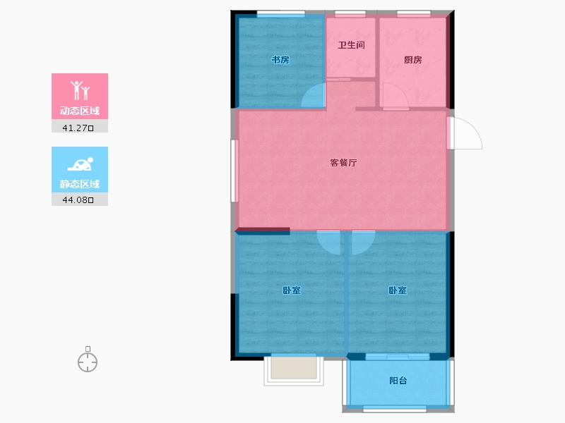 浙江省-宁波市-锦海名园-78.00-户型库-动静分区