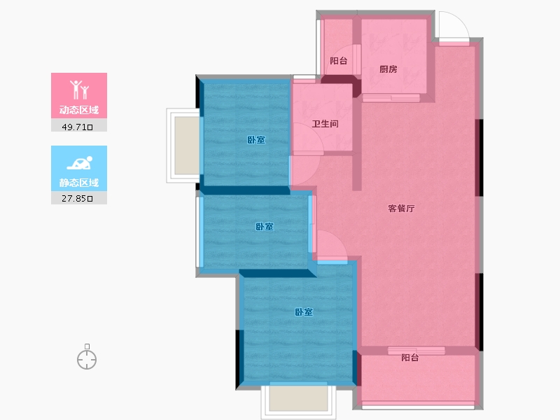 广东省-珠海市-忠信桃源居东区-68.50-户型库-动静分区