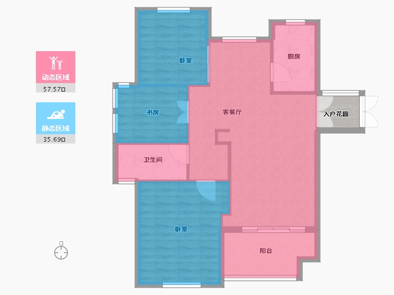 浙江省-宁波市-交通自在城-88.00-户型库-动静分区