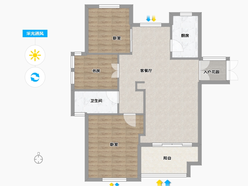 浙江省-宁波市-交通自在城-88.00-户型库-采光通风