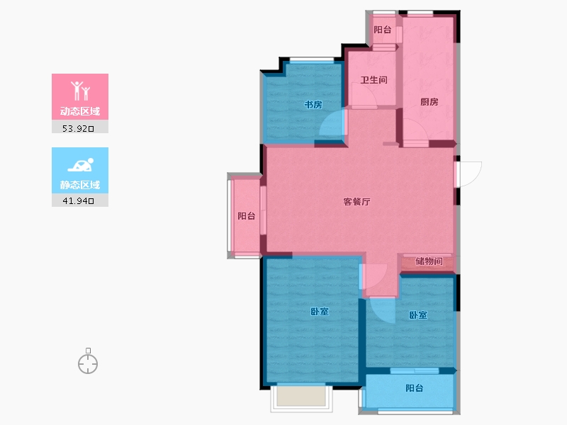 江苏省-扬州市-边城香榭里8号-85.00-户型库-动静分区