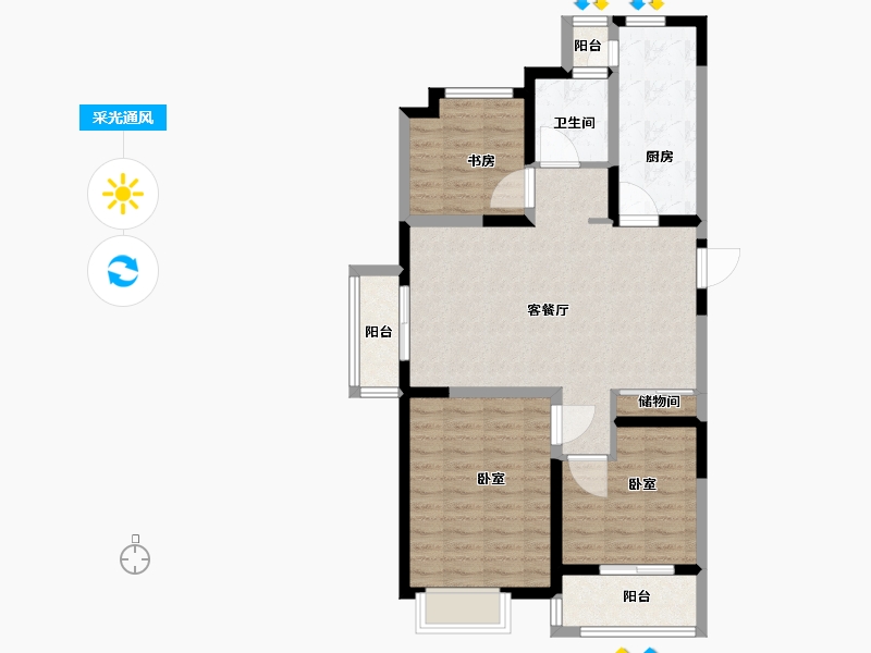 江苏省-扬州市-边城香榭里8号-85.00-户型库-采光通风