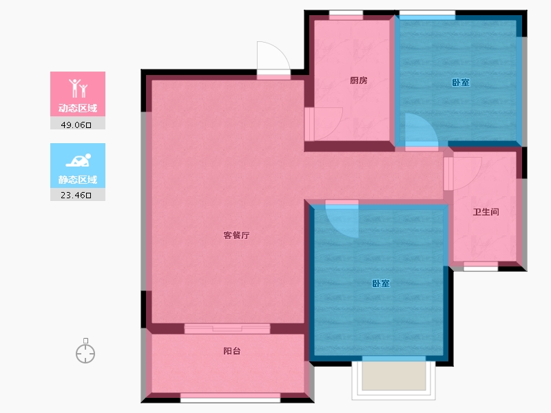 江苏省-扬州市-边城香榭里8号-64.00-户型库-动静分区