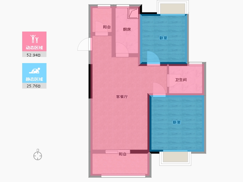 江苏省-南京市-和府奥园-69.01-户型库-动静分区