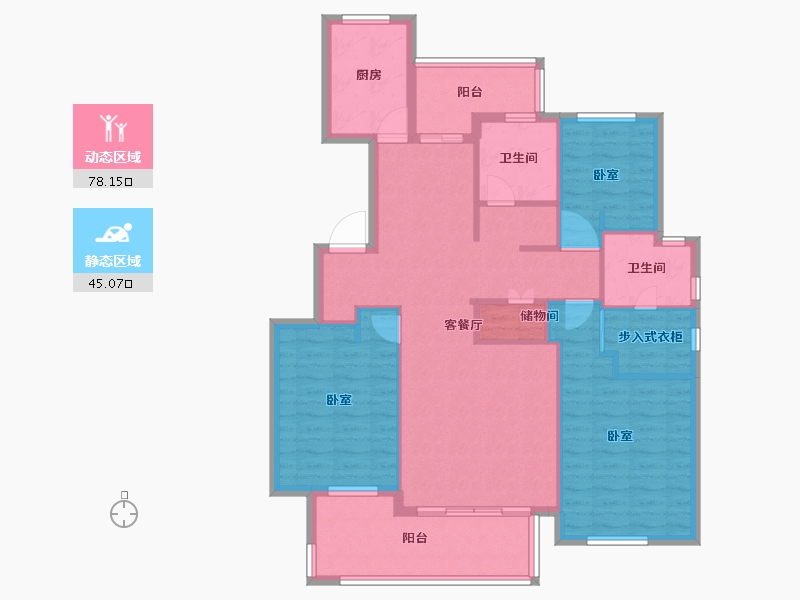 浙江省-宁波市-交通自在城-111.00-户型库-动静分区