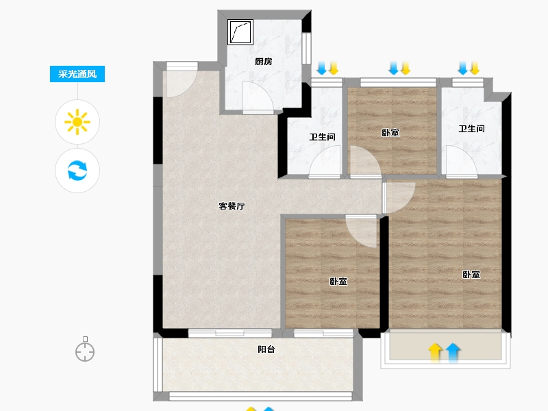 贵州省-贵阳市-建发央著-71.00-户型库-采光通风