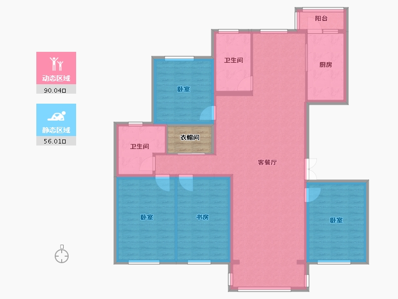 黑龙江省-哈尔滨市-巴黎第五区-135.81-户型库-动静分区