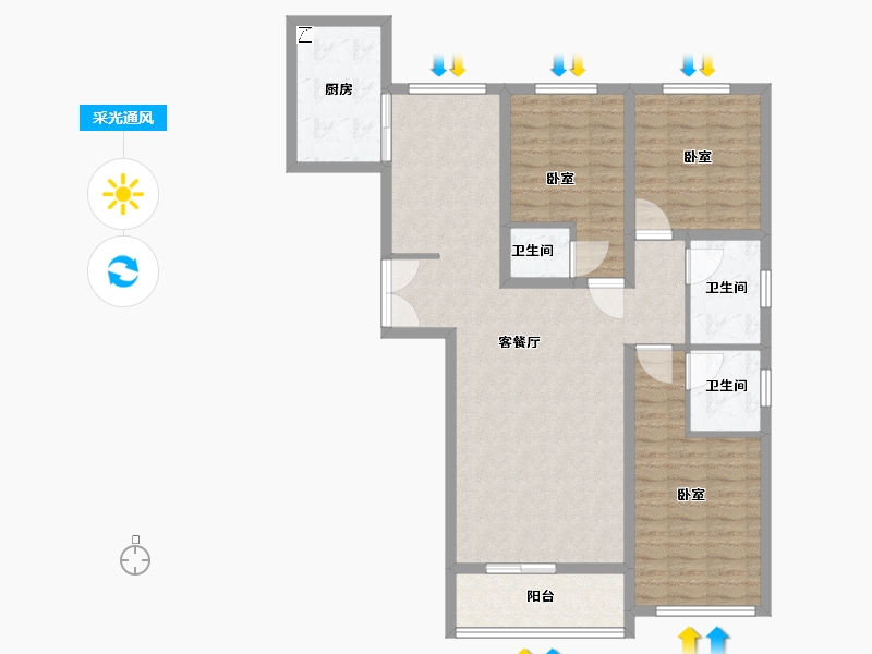 河北省-邯郸市-和平新世界广场-104.01-户型库-采光通风