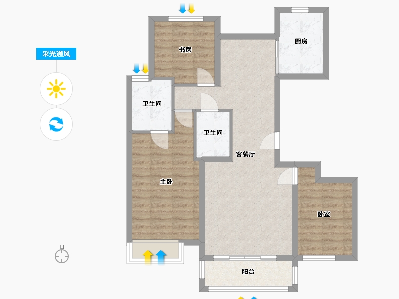 内蒙古自治区-包头市-燕赵锦河湾-81.41-户型库-采光通风