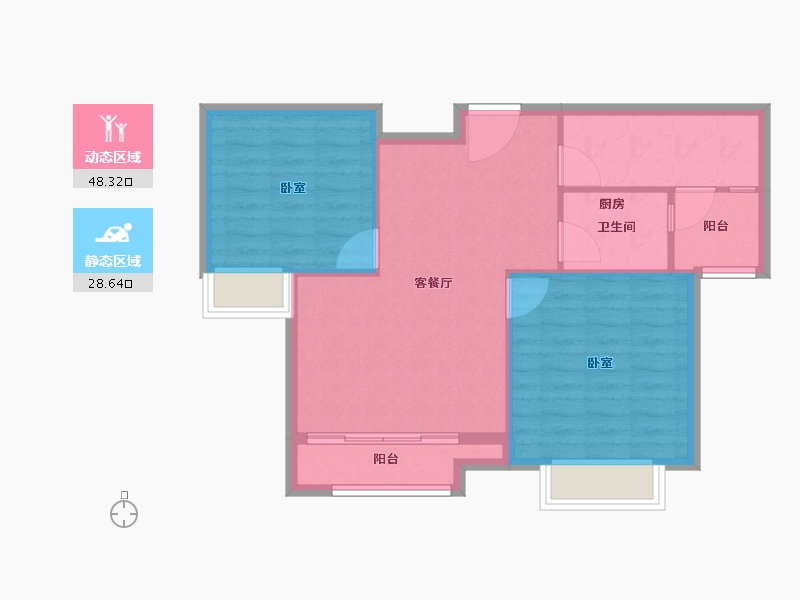 山东省-济南市-绿地新里梵尔赛公馆-70.01-户型库-动静分区