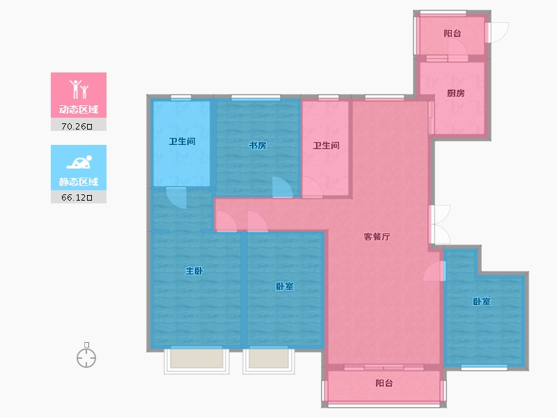 内蒙古自治区-包头市-燕赵锦河湾-122.93-户型库-动静分区