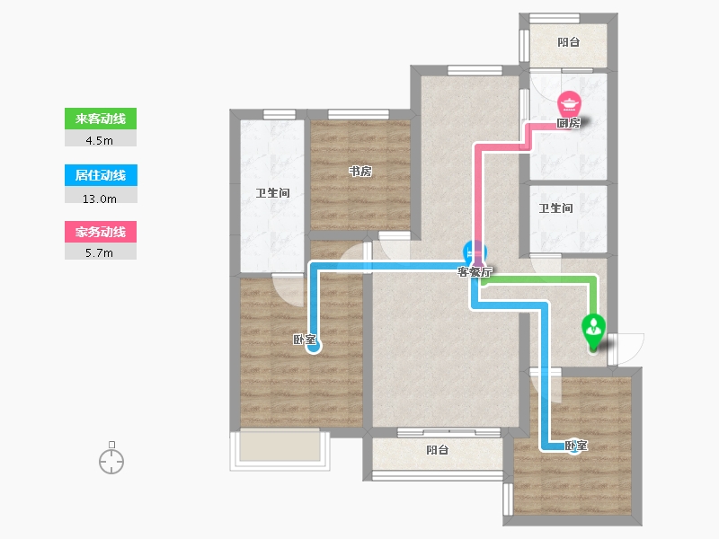 内蒙古自治区-包头市-燕赵锦河湾-83.74-户型库-动静线