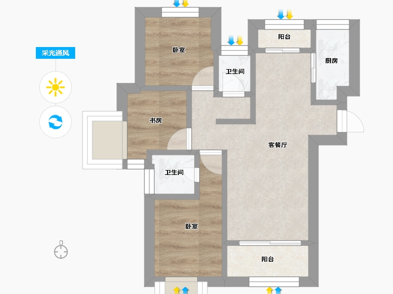 山东省-济南市-绿地新里梵尔赛公馆-24.32-户型库-采光通风