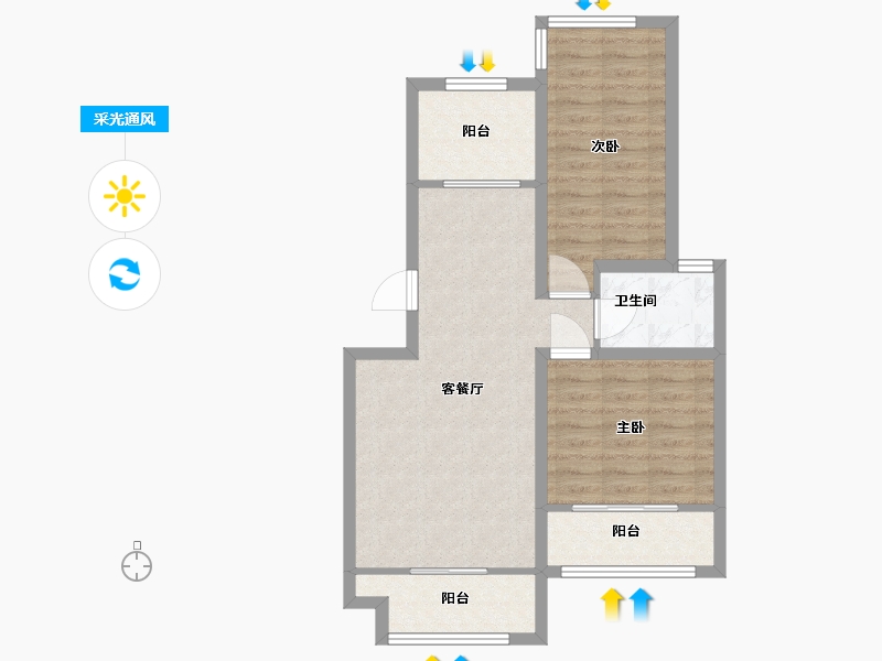 山东省-青岛市-宝佳中央湖岸-67.50-户型库-采光通风