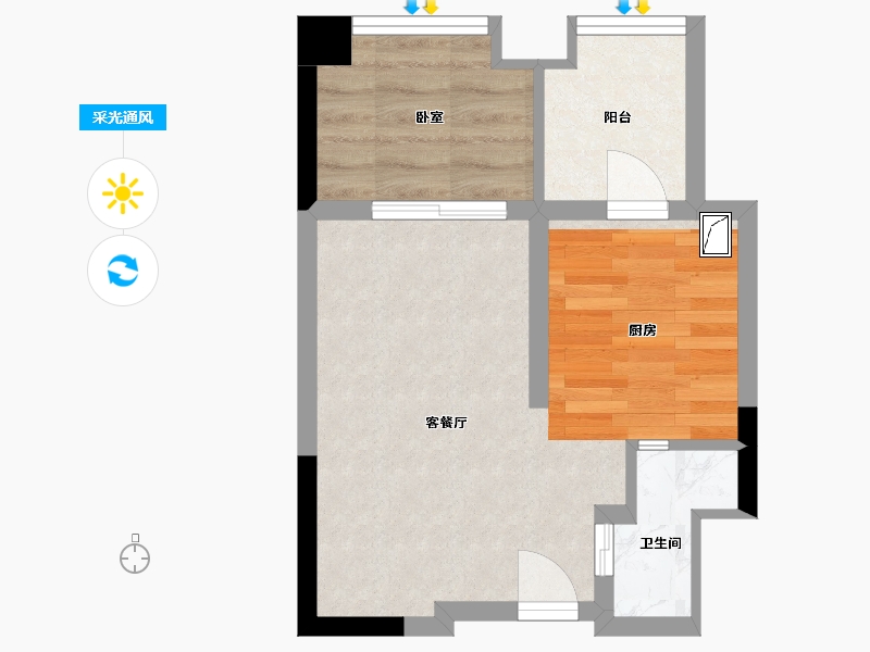 湖北省-武汉市-青山健吾公馆三期-35.87-户型库-采光通风