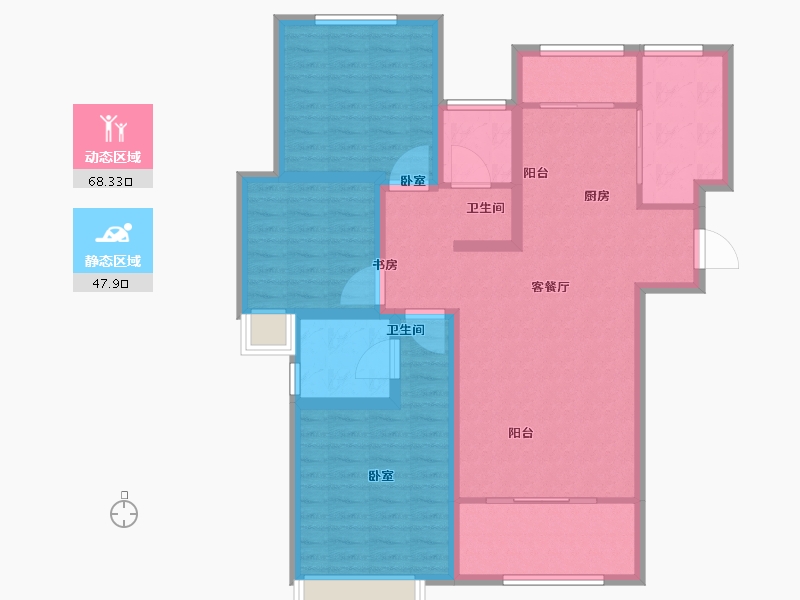 山东省-济南市-绿地新里梵尔赛公馆-104.00-户型库-动静分区