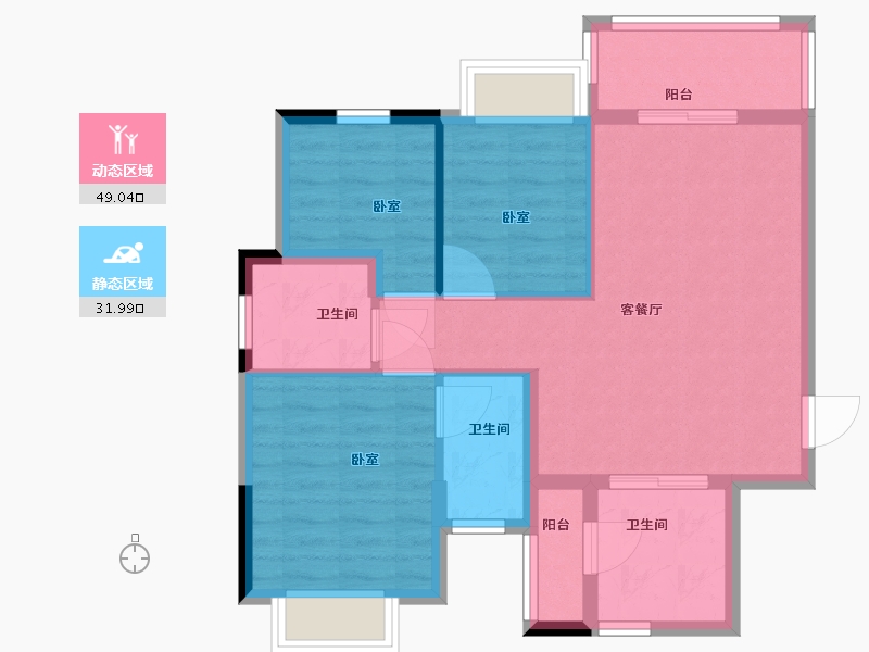 广东省-珠海市-忠信桃源居东区-72.30-户型库-动静分区