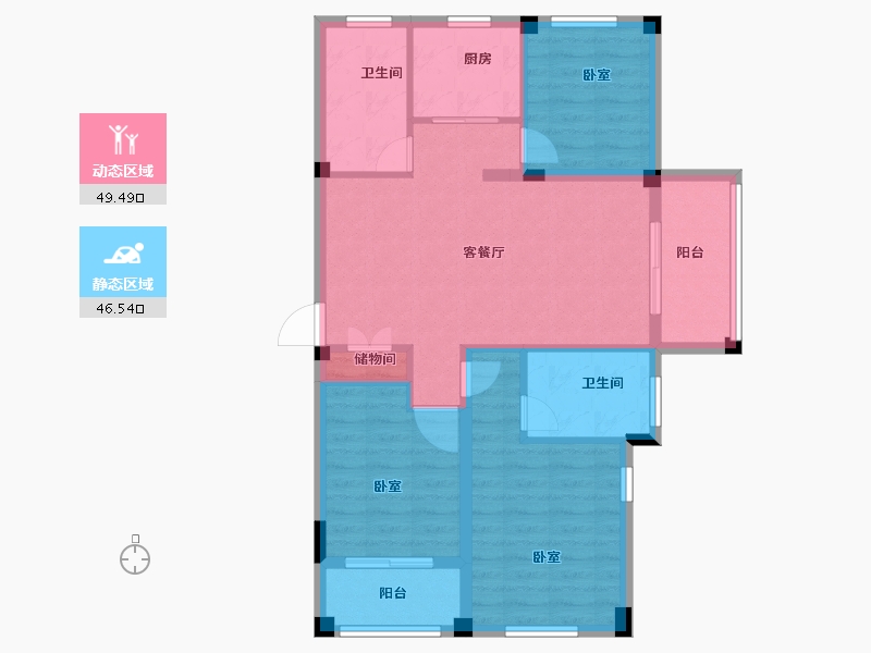 江苏省-苏州市-伟业迎春世家-86.00-户型库-动静分区