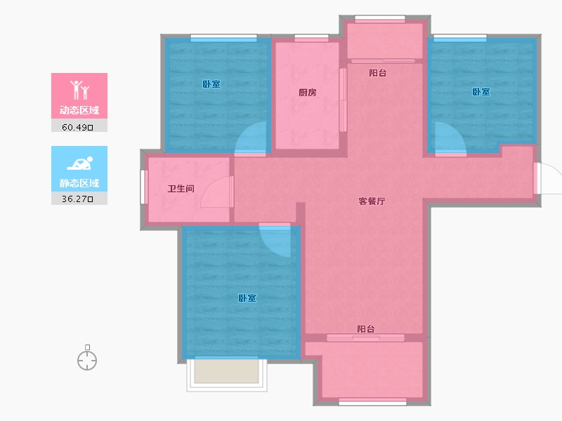 山东省-济南市-绿地新里梵尔赛公馆-86.00-户型库-动静分区