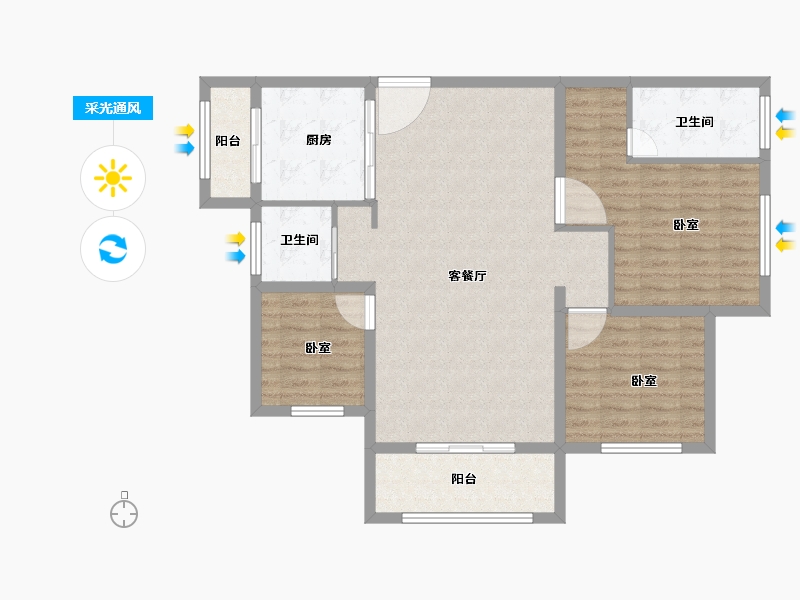 安徽省-宣城市-名都·翰林苑-102.00-户型库-采光通风