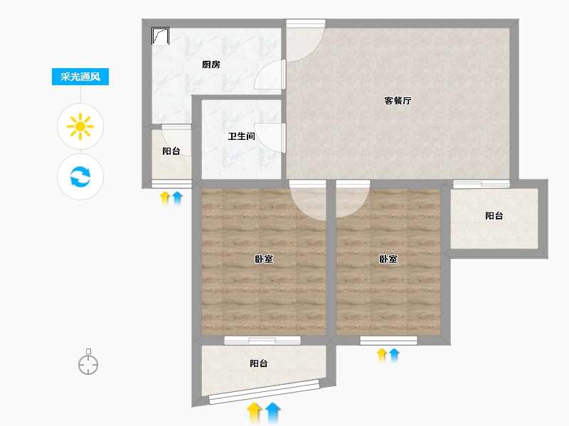 安徽省-合肥市-银都香水郡-69.02-户型库-采光通风