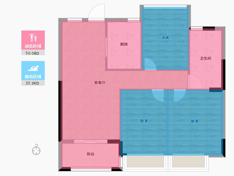 浙江省-宁波市-锦海名园-78.00-户型库-动静分区