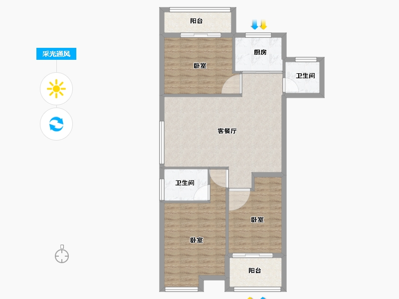 安徽省-池州市-同晖 · 香江华庭-90.66-户型库-采光通风