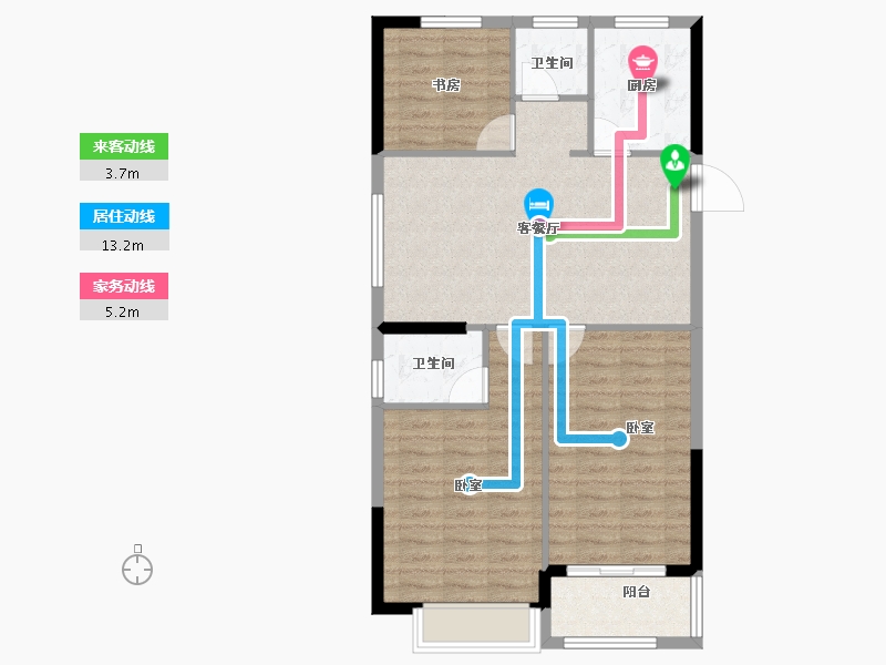 浙江省-宁波市-锦海名园-84.00-户型库-动静线