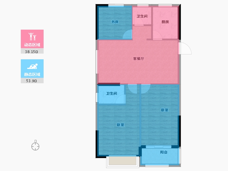 浙江省-宁波市-锦海名园-84.00-户型库-动静分区