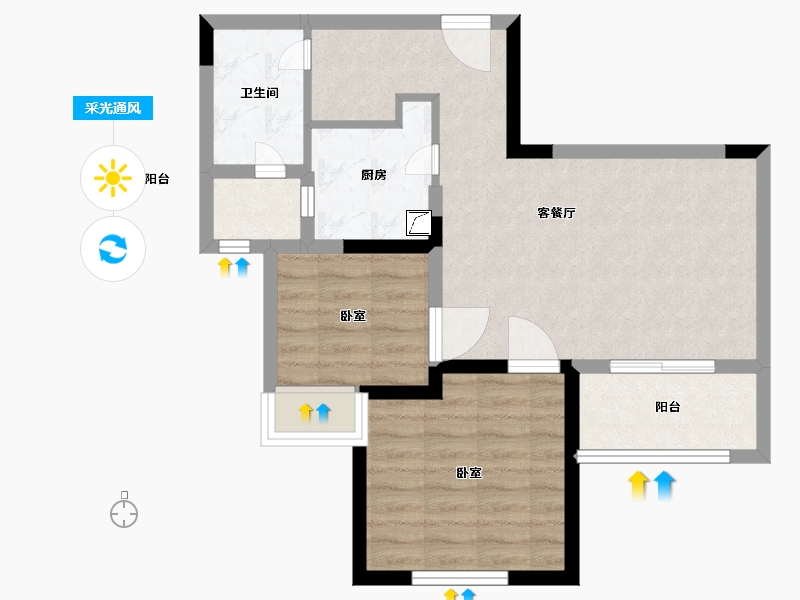 江苏省-南京市-和府奥园-62.00-户型库-采光通风