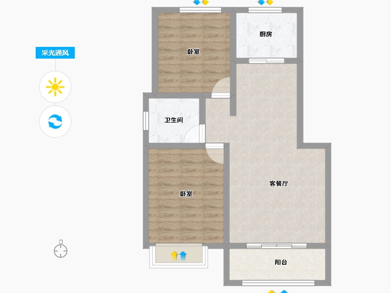 安徽省-宣城市-名都·翰林苑-70.45-户型库-采光通风