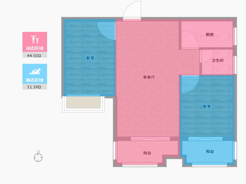 安徽省-池州市-同晖 · 香江华庭-68.68-户型库-动静分区