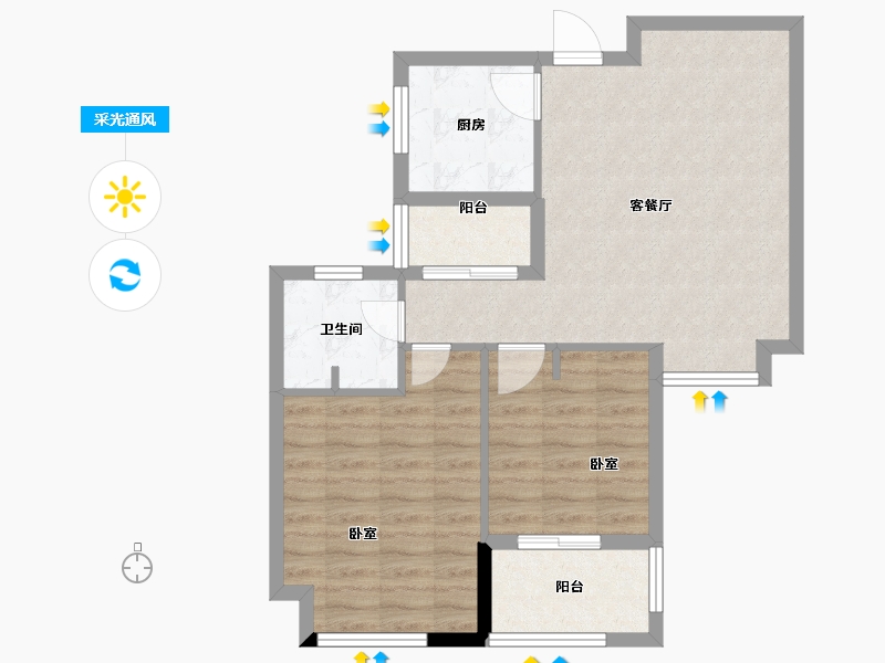 浙江省-宁波市-交通自在城-69.00-户型库-采光通风