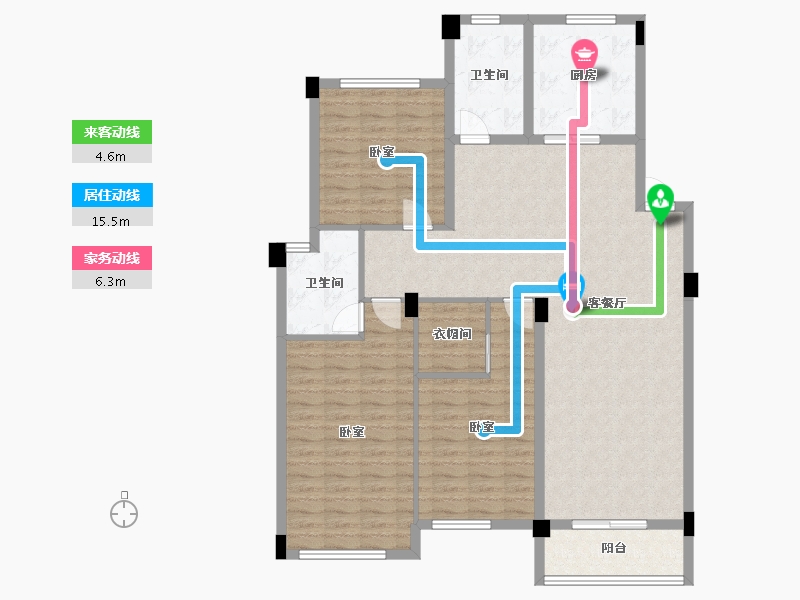 浙江省-绍兴市-锦麟瓜渚御景园-125.18-户型库-动静线