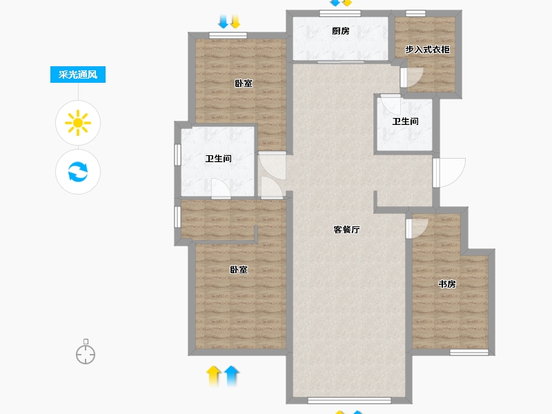 河北省-唐山市-万科温莎堡-124.00-户型库-采光通风