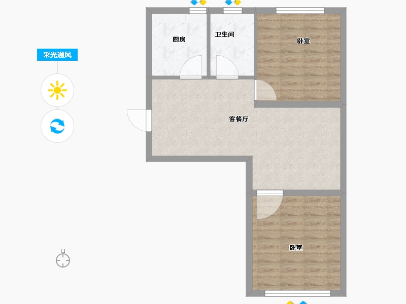 辽宁省-锦州市-沈铁青橙社区-63.39-户型库-采光通风