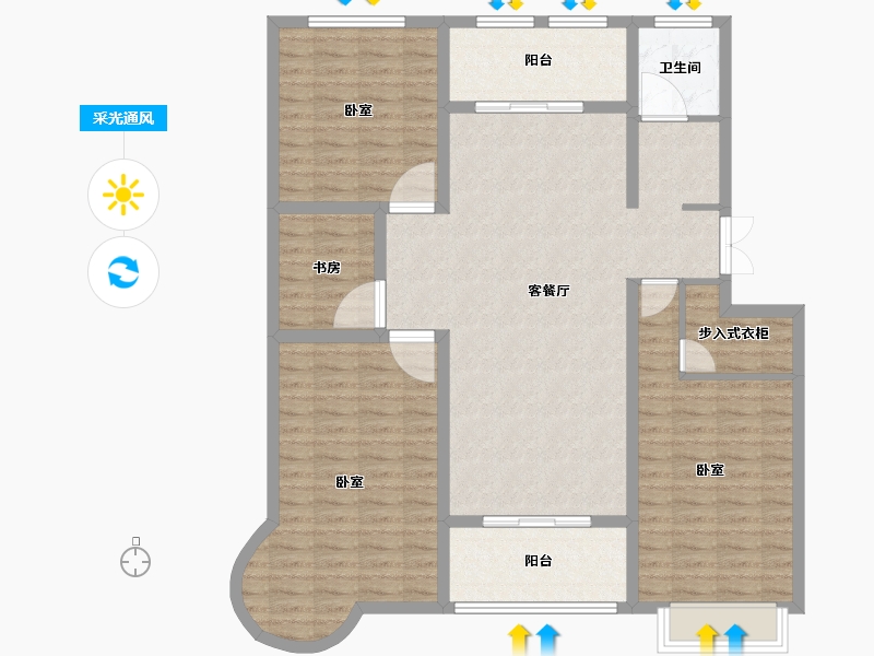 安徽省-安庆市-青园城-124.04-户型库-采光通风