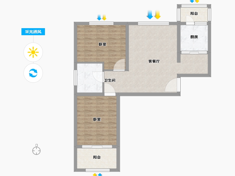 河北省-廊坊市-壹城公馆-72.00-户型库-采光通风