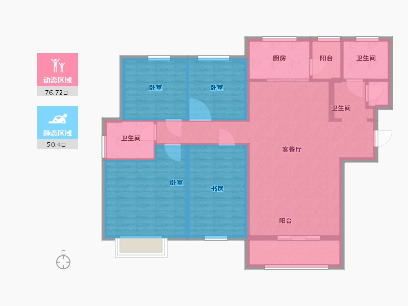 山东省-威海市-丰荟上海花园-114.71-户型库-动静分区