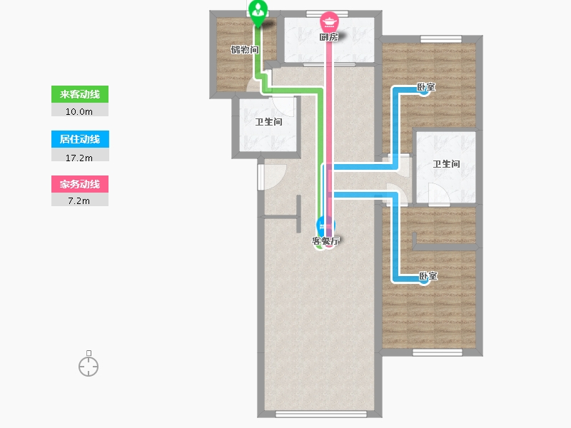 河北省-唐山市-万科温莎堡-96.37-户型库-动静线